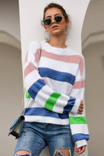 Load image into Gallery viewer, Long Sleeve Contrast Color Loose Sweater
