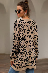 Long Sleeve Loose Leopard Print Sweater