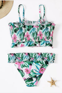 Floral Strapless Slim Bikini Set