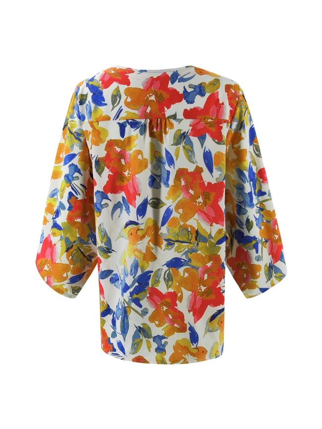 Floral Batwing Sleeve Buttons Top – TheGlamourLady.com