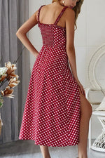 Load image into Gallery viewer, Polka Dot Sleevleess Slit Dress
