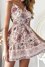 Load image into Gallery viewer, Floral Print V Neck Bohemian Dress

