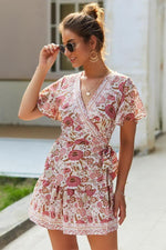Load image into Gallery viewer, Floral V Neck Bohemian Dress
