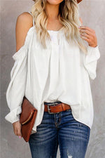 Load image into Gallery viewer, Solid Color Cold Shoulder Loose Tee
