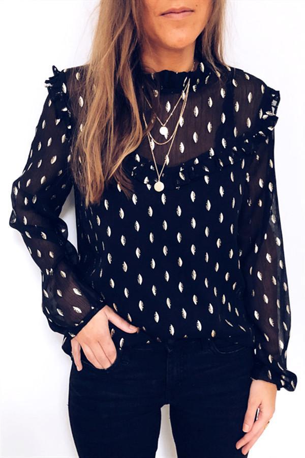 Streetwear Long Sleeve Ruffle Top