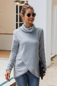Turtleneck Long-Sleeved Irregular Sweater