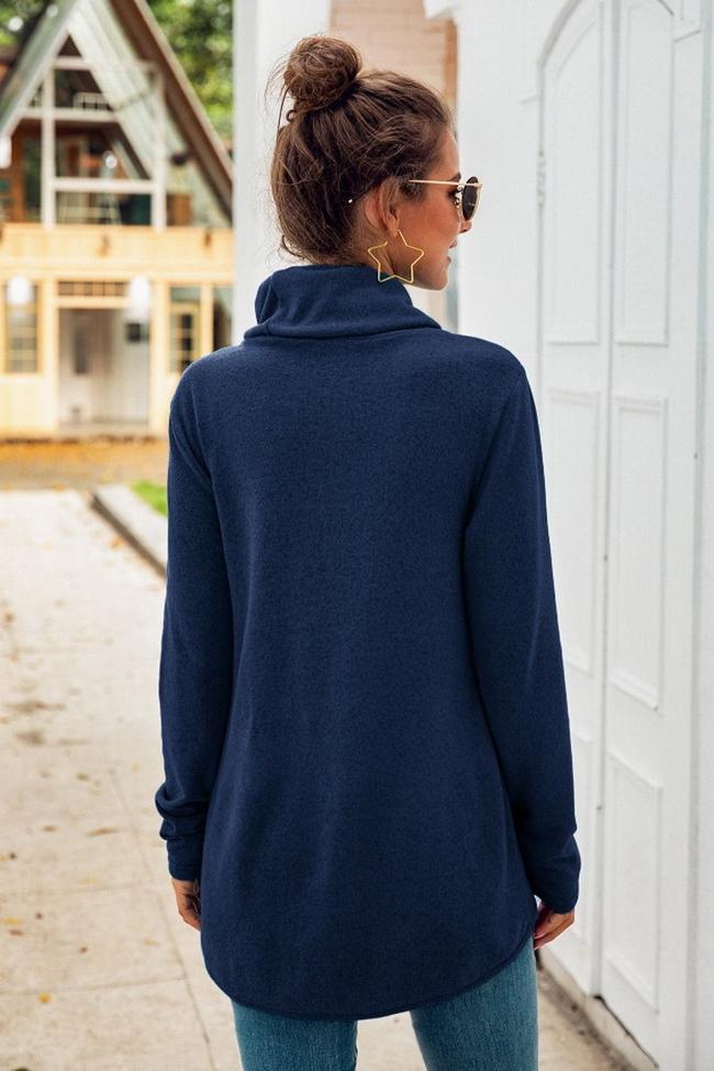 Turtleneck Long-Sleeved Irregular Sweater