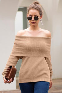 Off-The-Shoulder Slim Sweater Dress