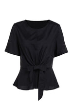 Load image into Gallery viewer, Solid Color Knot Ruffle Top

