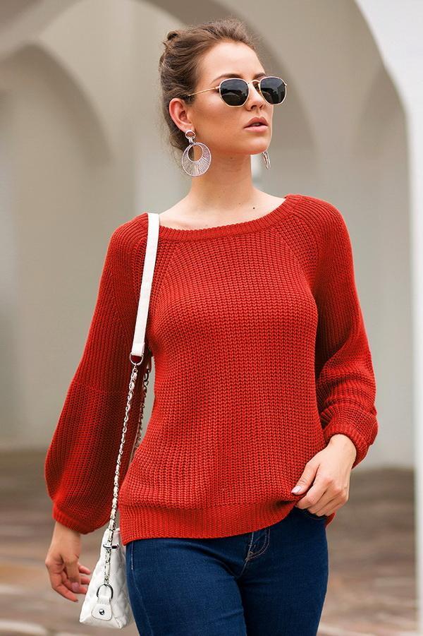Solid Color Loose Long-Sleeved Sweater