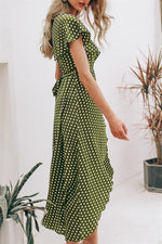 Load image into Gallery viewer, Vintage Dots Print Satin Summer Dress
