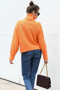 High Collar Solid Color Sweater