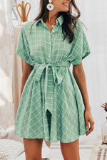 Load image into Gallery viewer, Elegant Plaid Sashes A-Line Dress
