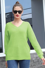 Load image into Gallery viewer, Solid Color V-Neck Sweater
