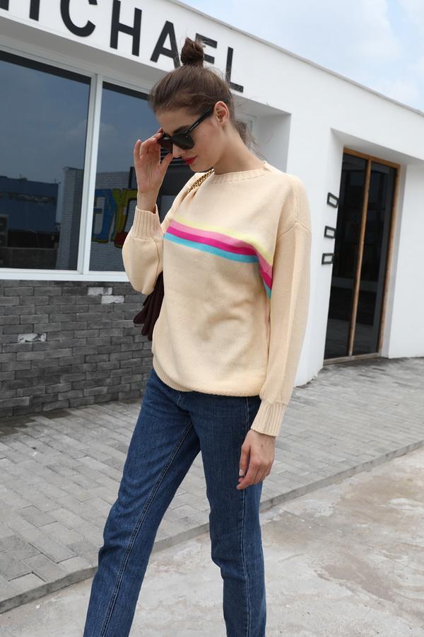 Colorful Striped Round Neck Sweater