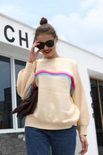 Load image into Gallery viewer, Colorful Striped Round Neck Sweater
