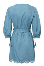 Load image into Gallery viewer, V Neck Embrodiery Denim Dress
