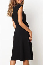 Load image into Gallery viewer, Elegant Short Sleeve Sash Belt Sweater Dress
