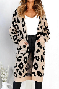 Leopard Print Long Sweater Coat