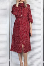 Load image into Gallery viewer, Elegant Flare Sleeve Collar Polka Dot Dress
