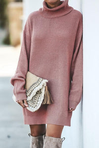 Medium Long High Collar Sweater Dress