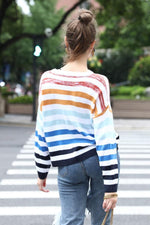 Load image into Gallery viewer, Contrast Color Striped Stitching Sweater
