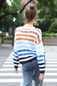 Contrast Color Striped Stitching Sweater