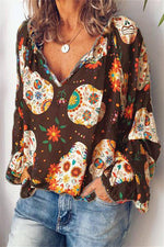 Load image into Gallery viewer, Unique Floral V Neck Top
