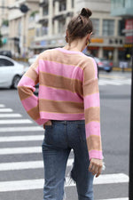 Load image into Gallery viewer, Round Neck Striped Knit Sweater
