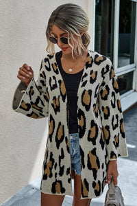 Leopard Print Long Cardigan Sweater