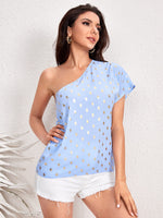 Load image into Gallery viewer, Gold Dot Print One Shoulder Top
