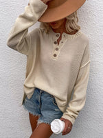 Load image into Gallery viewer, Half Placket Drop Shoulder Sweater
