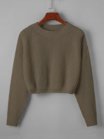 Load image into Gallery viewer, Drop Shoulder Solid Crop Sweater
