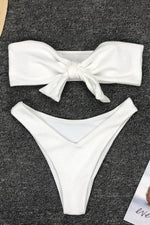 Load image into Gallery viewer, Two Pieces Solid Color Knotted Bikini
