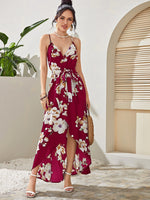 Load image into Gallery viewer, Self Belted Wrap Cami Floral Print Dress
