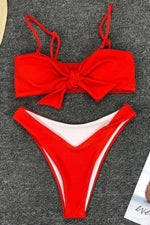 Load image into Gallery viewer, Two Pieces Solid Color Knotted Bikini
