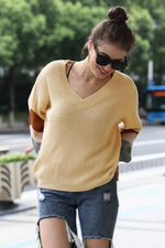 Load image into Gallery viewer, V-Neck Contrast Color Loose Sweater
