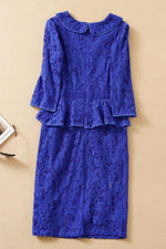 Load image into Gallery viewer, Kate Middleton Inspired Royal Blue Lace Midi Dress
