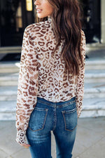 Load image into Gallery viewer, Leopard Lace Chiffon Shirt

