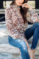 Load image into Gallery viewer, Leopard Lace Chiffon Shirt
