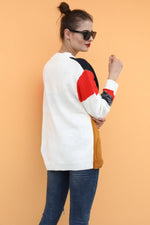 Load image into Gallery viewer, Round Neck Contrast Stitching Knit Sweater
