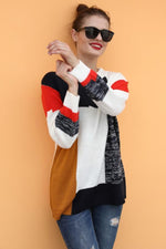 Load image into Gallery viewer, Round Neck Contrast Stitching Knit Sweater
