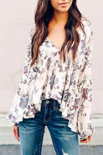 Load image into Gallery viewer, V-Neck Backless Floral Blouse
