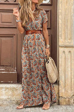 Load image into Gallery viewer, Print Short Sleeve Maxi Dress
