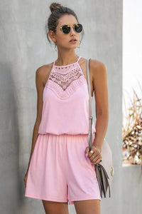 Sleeveless Lace Hollow Halter Jumpsuits