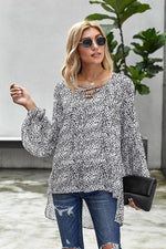 Load image into Gallery viewer, Lantern Long Sleeve Leopards Chiffon Top
