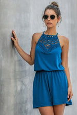 Load image into Gallery viewer, Sleeveless Lace Hollow Halter Jumpsuits
