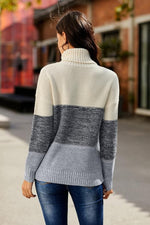 Load image into Gallery viewer, Highneck Patchwork Sweater
