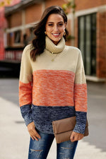 Load image into Gallery viewer, Highneck Patchwork Sweater

