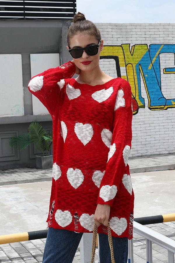 Mid-Length Heart-Shaped Sweater